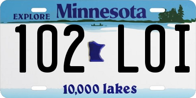MN license plate 102LOI