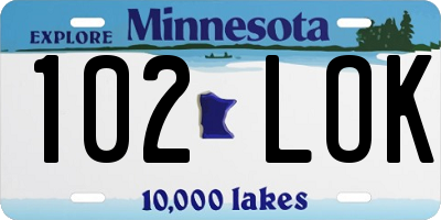 MN license plate 102LOK