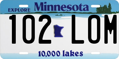 MN license plate 102LOM