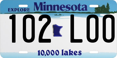 MN license plate 102LOO