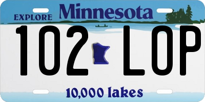 MN license plate 102LOP
