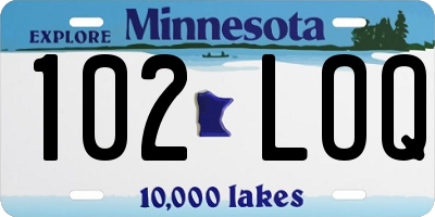 MN license plate 102LOQ