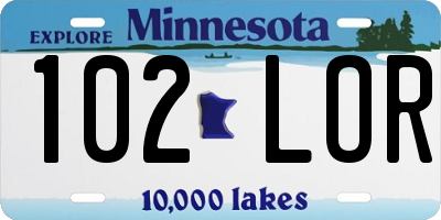 MN license plate 102LOR