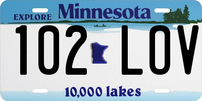 MN license plate 102LOV