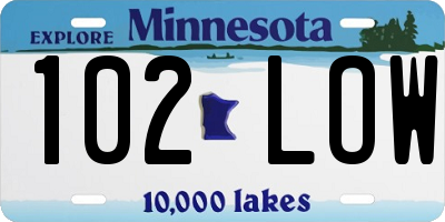 MN license plate 102LOW