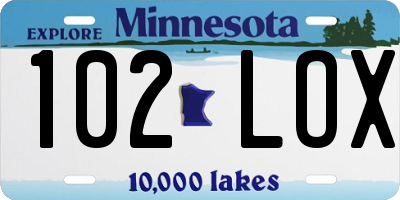 MN license plate 102LOX