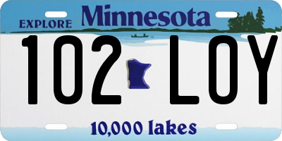 MN license plate 102LOY