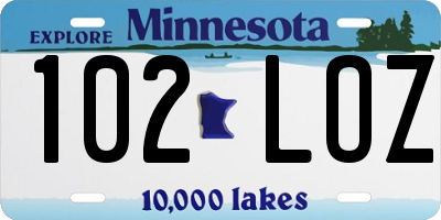 MN license plate 102LOZ