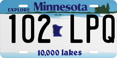 MN license plate 102LPQ
