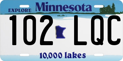 MN license plate 102LQC