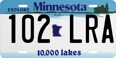 MN license plate 102LRA