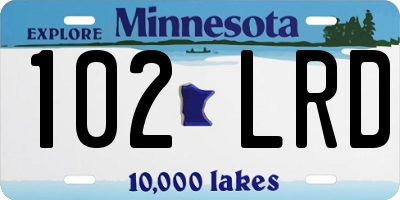 MN license plate 102LRD