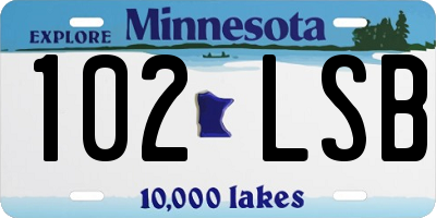 MN license plate 102LSB