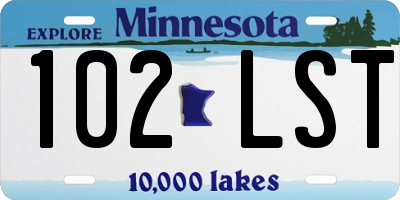 MN license plate 102LST