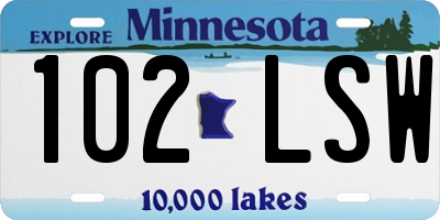 MN license plate 102LSW