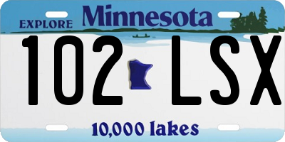 MN license plate 102LSX
