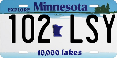 MN license plate 102LSY