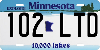 MN license plate 102LTD