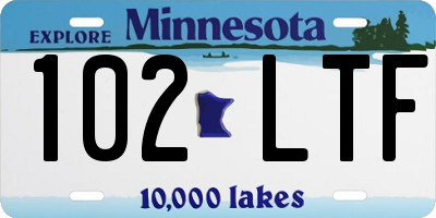 MN license plate 102LTF