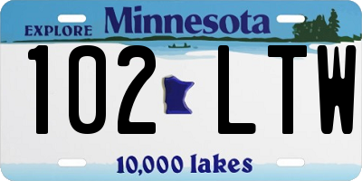 MN license plate 102LTW