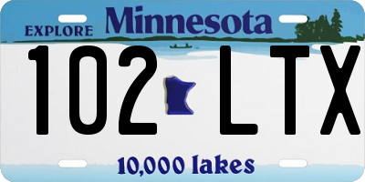 MN license plate 102LTX
