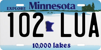 MN license plate 102LUA