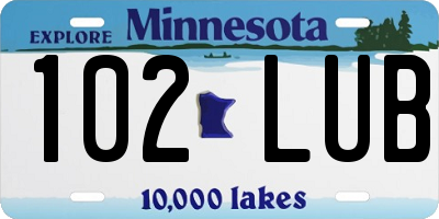 MN license plate 102LUB
