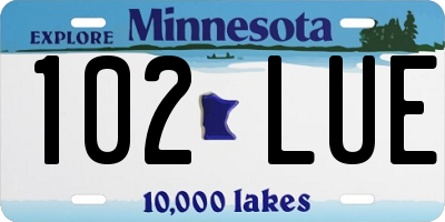MN license plate 102LUE