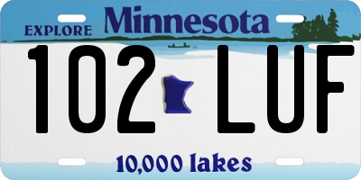 MN license plate 102LUF