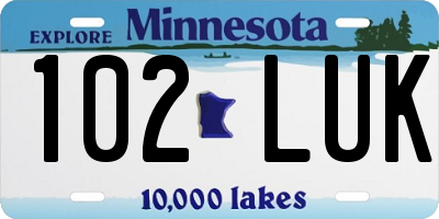 MN license plate 102LUK
