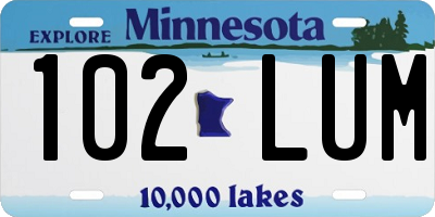 MN license plate 102LUM