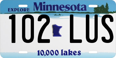 MN license plate 102LUS