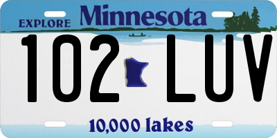 MN license plate 102LUV