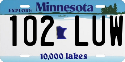 MN license plate 102LUW