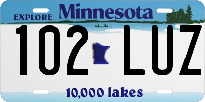 MN license plate 102LUZ
