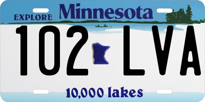 MN license plate 102LVA