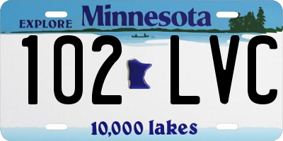 MN license plate 102LVC