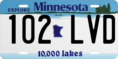MN license plate 102LVD