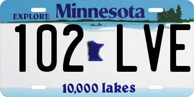 MN license plate 102LVE