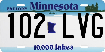 MN license plate 102LVG