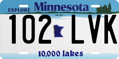 MN license plate 102LVK