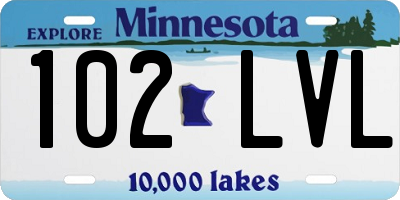 MN license plate 102LVL