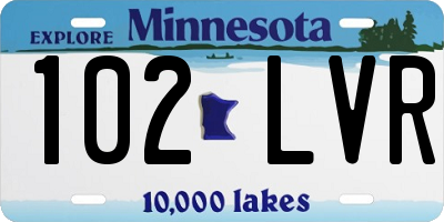 MN license plate 102LVR
