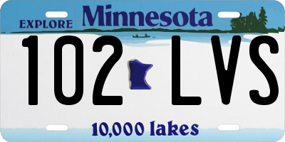 MN license plate 102LVS