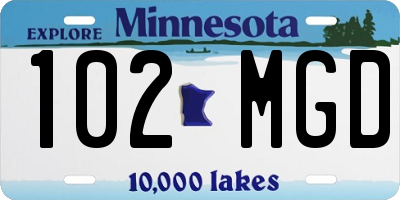 MN license plate 102MGD
