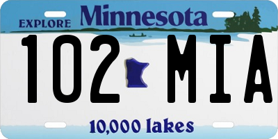 MN license plate 102MIA