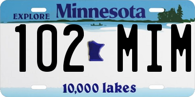 MN license plate 102MIM