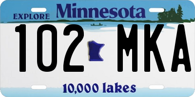 MN license plate 102MKA