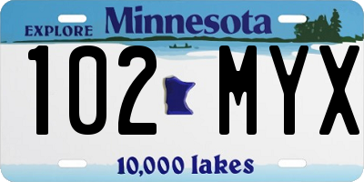 MN license plate 102MYX