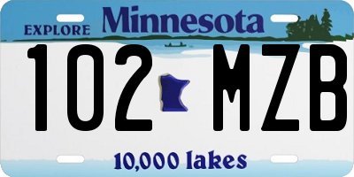 MN license plate 102MZB